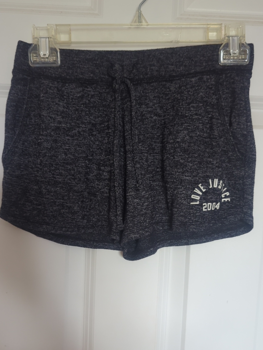 Justice Love 2004 Girls Charcoal Heather Drawstring Pajama Shorts Size 12